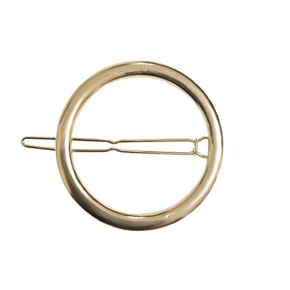 GOLD CIRCLE HAIR PIN CLIP MINIMALIST BARRETTE - Picture 5 of 5